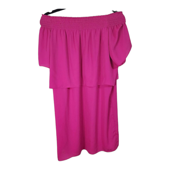 Amanda Uprichard Hot Pink Off Shoulder Ruffle Mini Dress size petite - Picture 1 of 6